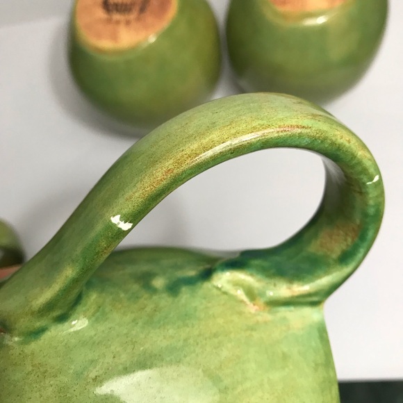 Aletha Soule Studio Green Coffee Mugs "2000" SIGNED VTG RARE POTTERY !CHIPS! - Picture 11 of 16